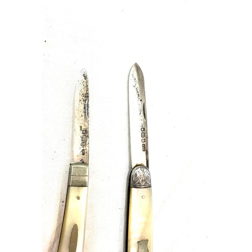 482 - Antique victorian mother of pearl fruit/pen knives