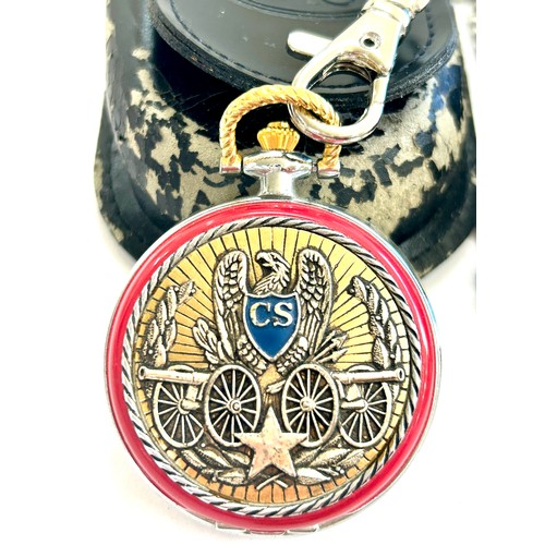 569 - 3 Franklin Mint Confederate fob watches each with COA, watch chain and leather pouch consisting of R... 