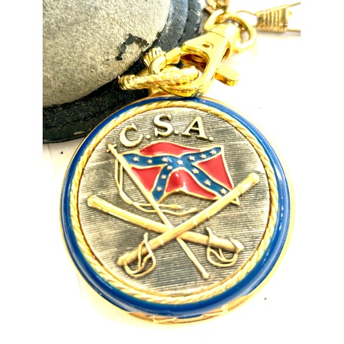 569 - 3 Franklin Mint Confederate fob watches each with COA, watch chain and leather pouch consisting of R... 