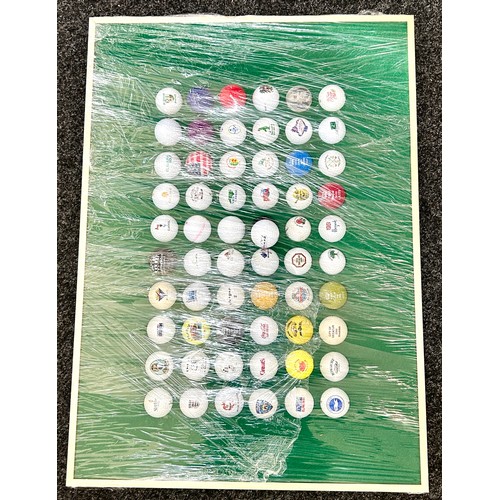 154 - 60 Mounted collectors golf balls consisting of 6 US Open golf balls, 7 US Open ball markers and 1 Ca... 