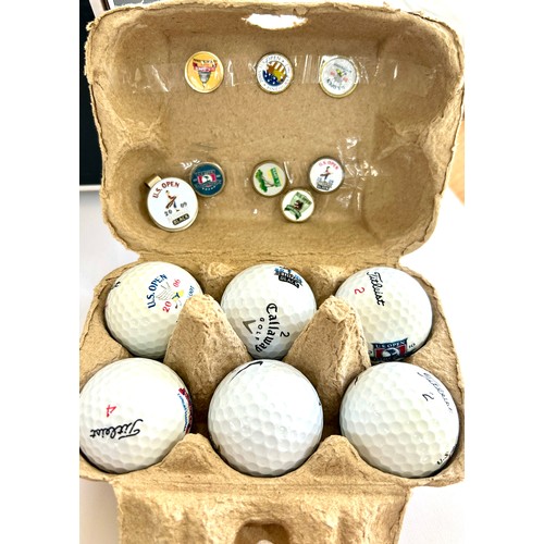 570 - 6 US Open golf balls, 7 US open ball markers andcap badge