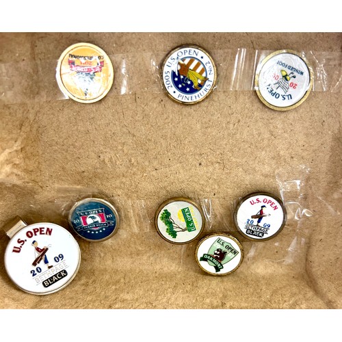 570 - 6 US Open golf balls, 7 US open ball markers andcap badge