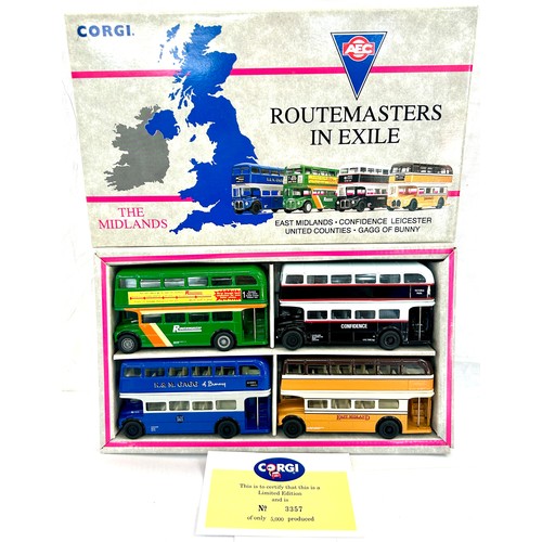 72 - Set of 4 boxed Corgi Classics route master in exile buses