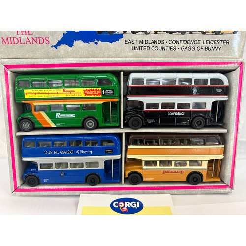 72 - Set of 4 boxed Corgi Classics route master in exile buses