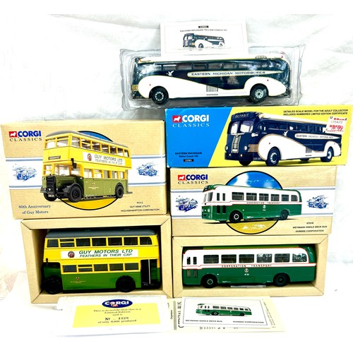 97 - Selection 3 boxed Corgi Classics to include eastern Michigan Yellow Coach 743 no 53903, Weymann Sing... 