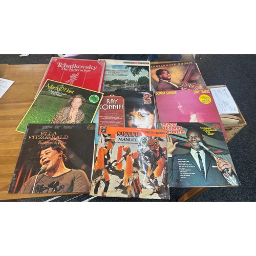 210 - Large selection of assorted records includes Mary ohara, Nat king cole etc