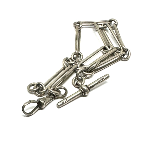 310 - A silver trombone link Albert chain (29g)