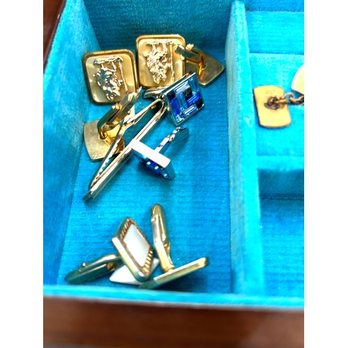 448 - Jewellery box and contents includes silver bracelet etc