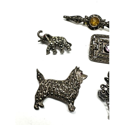 306 - Five silver marcasite set brooches (27g)