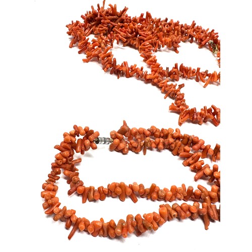 460 - Two vintage coral branch necklaces (125g)