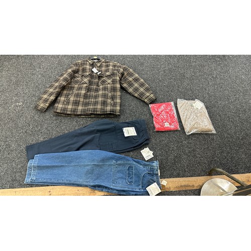 155 - Selection of brand new clothes includes George coat, jeans etc