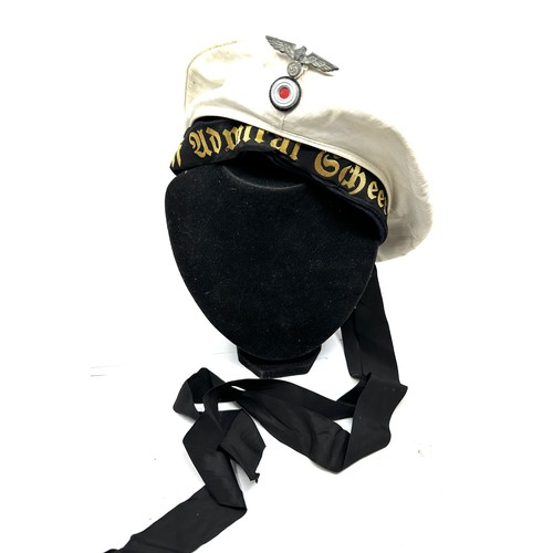 366 - WW2 Era German Kriegs Marine Donald Duck Sailors Cap With Badges & Tally