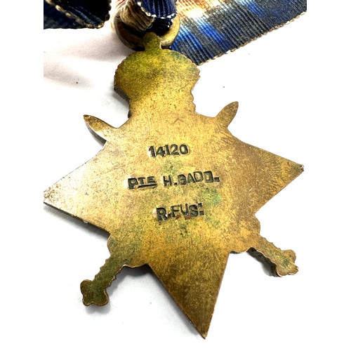 359 - WW1 1914-15 Star Trio & Death Plaque Named Henry Gadd Trio 14120 Pte. H. Gadd r.fus