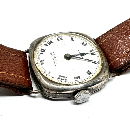 343 - OMEGA Sterling Silver  Trench style Hand-wind Wristwatch Working Requires Repair crown pull out