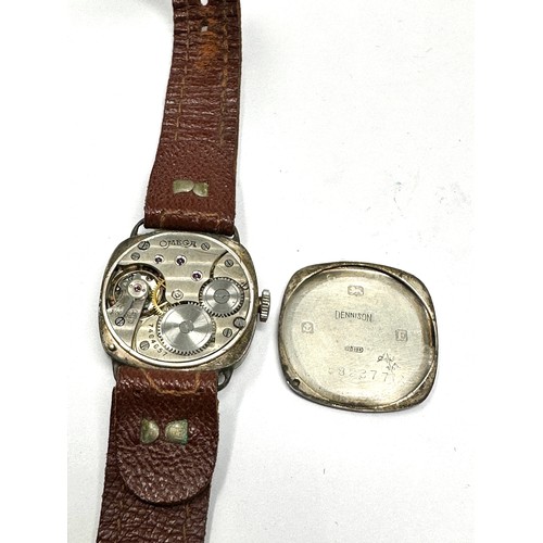 343 - OMEGA Sterling Silver  Trench style Hand-wind Wristwatch Working Requires Repair crown pull out