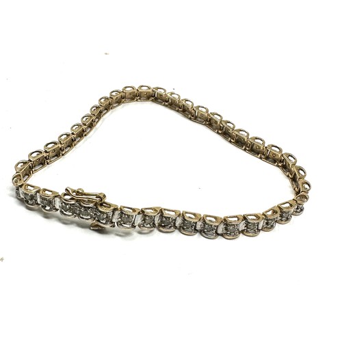 215 - 9ct gold diamond link bracelet (7.2g)