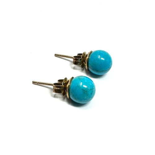 85 - 9ct gold turquoise stud earrings (2.1g)