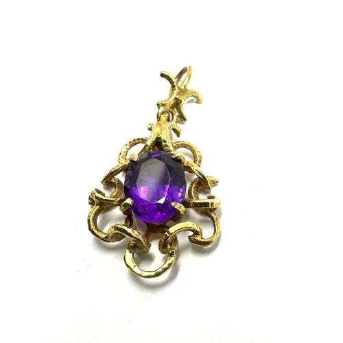 129 - 9ct gold amethyst pendant (3g)