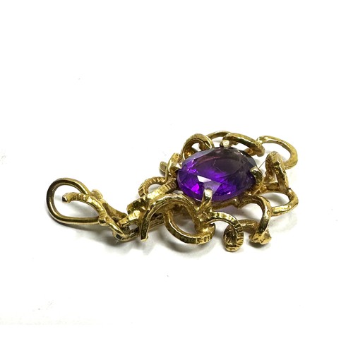 129 - 9ct gold amethyst pendant (3g)