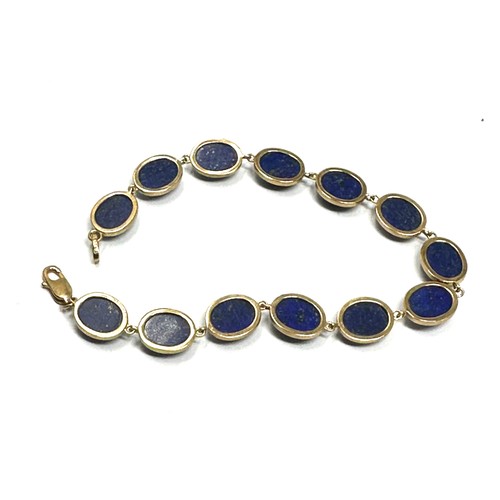 177 - 9ct gold lapis lazuli link bracelet (11.7g)