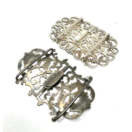 66 - 2 x Antique / vintage .925 sterling silver nurses  belt buckles