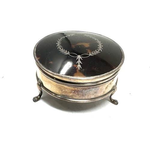 65 - Antique silver & tortoiseshell trinket box