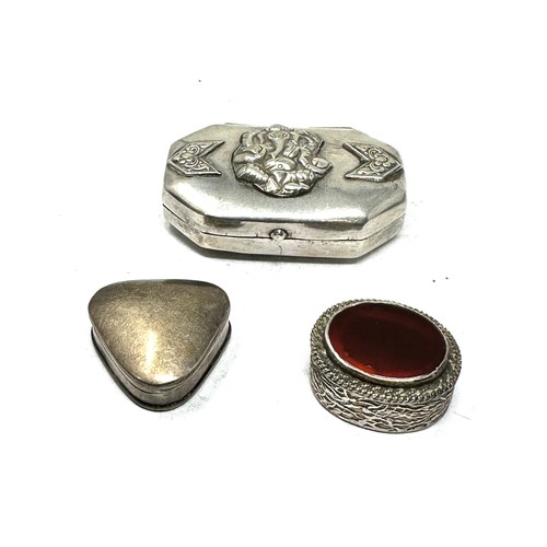 67 - 3 x .800 indian silver & .900 silver pill boxes