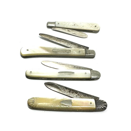 63 - 4 x .925 sterling fruit knives mop