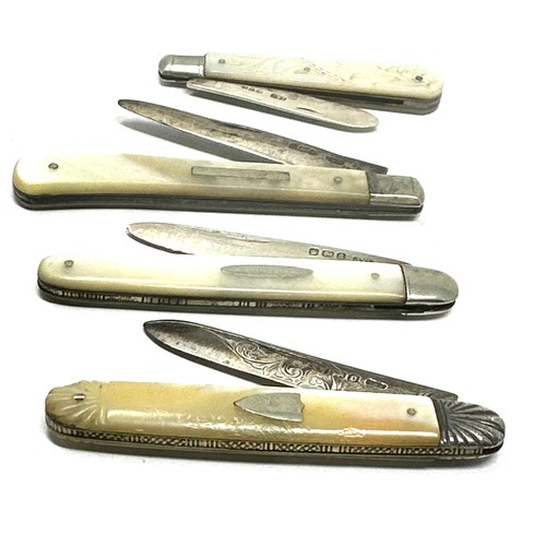 63 - 4 x .925 sterling fruit knives mop