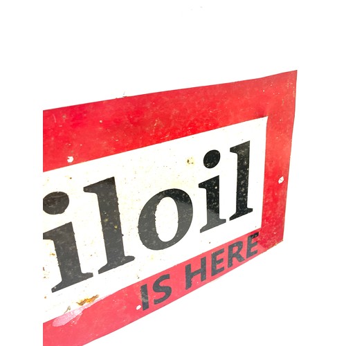 111 - Metal Your Mobil Oil sign measures approximately 34 inches by 21 inches