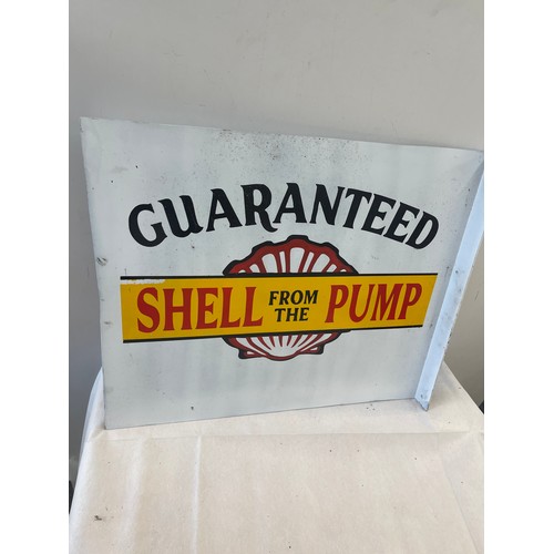 112 - Double sided shell metal sign 22 inches by 18 inches