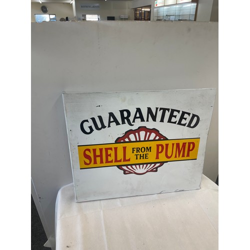 112 - Double sided shell metal sign 22 inches by 18 inches