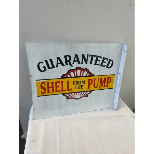 112 - Double sided shell metal sign 22 inches by 18 inches