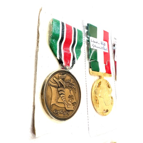 494 - Four medals for the Gulf war- Saudi Combat medal, Bahrain medal for liberation of Kuwait, Kuwait lib... 