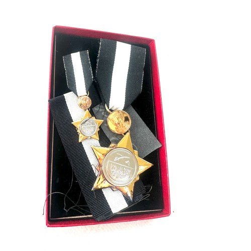 489 - Sudan army LSDO medal - full size and miniature medal struck in silver, in box of issue