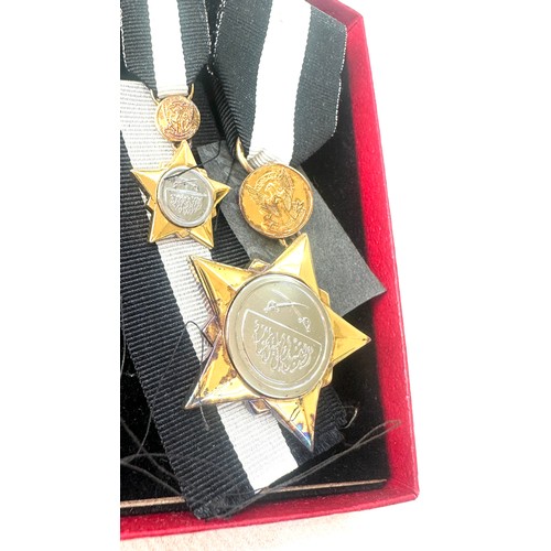 489 - Sudan army LSDO medal - full size and miniature medal struck in silver, in box of issue