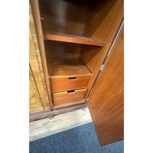 355 - Burr Walnut queen anne 3 door wardrobe with mirror inside measures approximately 80 inches tall 60 i... 