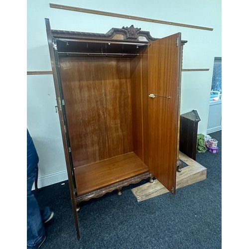 355 - Burr Walnut queen anne 3 door wardrobe with mirror inside measures approximately 80 inches tall 60 i... 