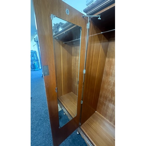 355 - Burr Walnut queen anne 3 door wardrobe with mirror inside measures approximately 80 inches tall 60 i... 