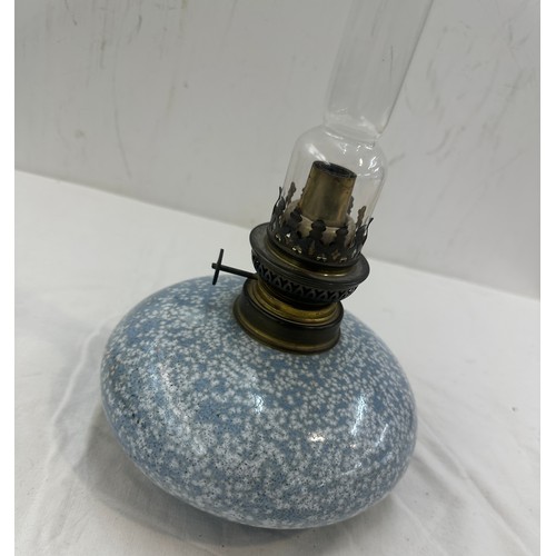 15 - Vintage oil lamp and funnel, height including funnel 17 inches tall