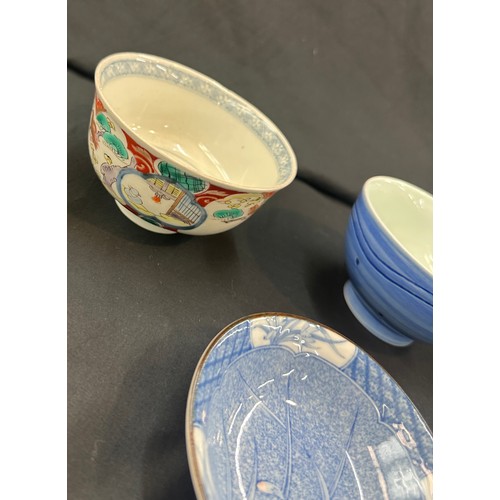 90 - Selection of oriental bowls, some marks to base