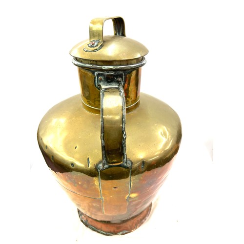 238 - Large vintage brass lidded urn with handle height 22 inches