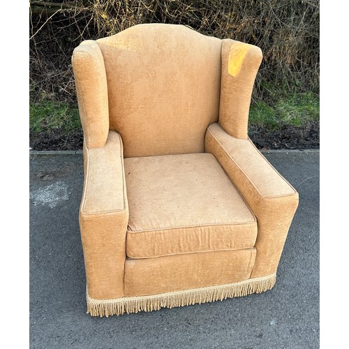 338 - Antique upholstered fireside chair