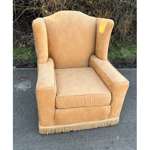 338 - Antique upholstered fireside chair