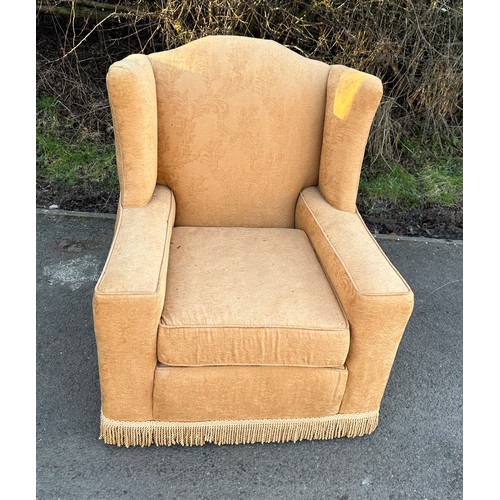 338 - Antique upholstered fireside chair