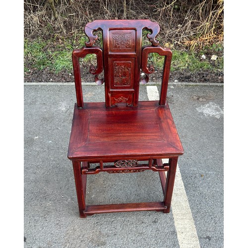 330 - Mahogany carved oriental hall chair