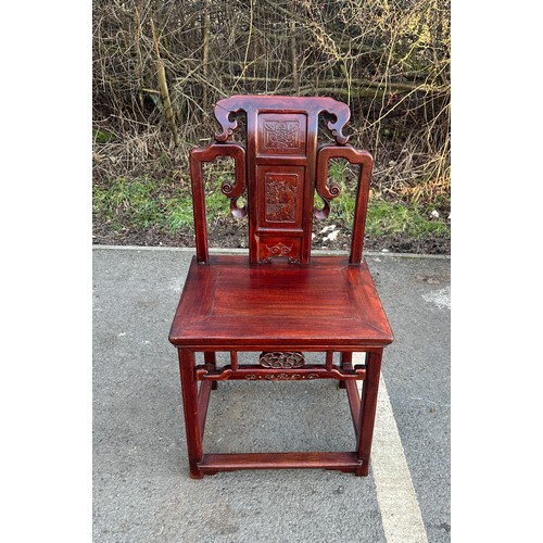 330 - Mahogany carved oriental hall chair