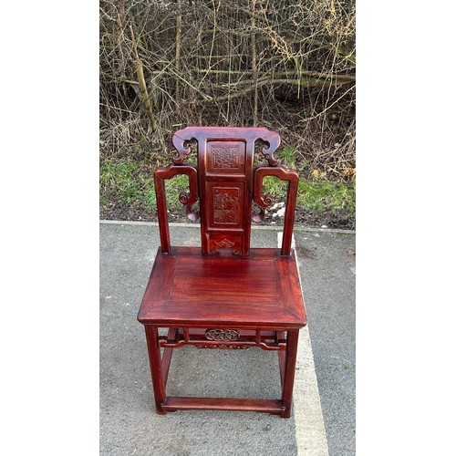 330 - Mahogany carved oriental hall chair