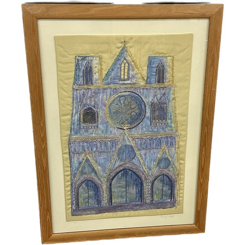 335 - St Jean De Lyon Henny Legge framed fabric picture measures  approximately 36 inches by 25 inches wid... 