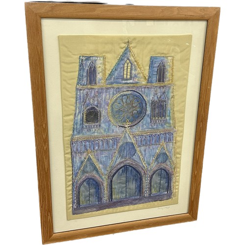 335 - St Jean De Lyon Henny Legge framed fabric picture measures  approximately 36 inches by 25 inches wid... 